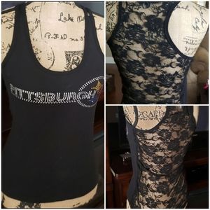 💫❤💛💙 Women's Pittsburgh Steelers Tank Top w/embellishments, Full lace back